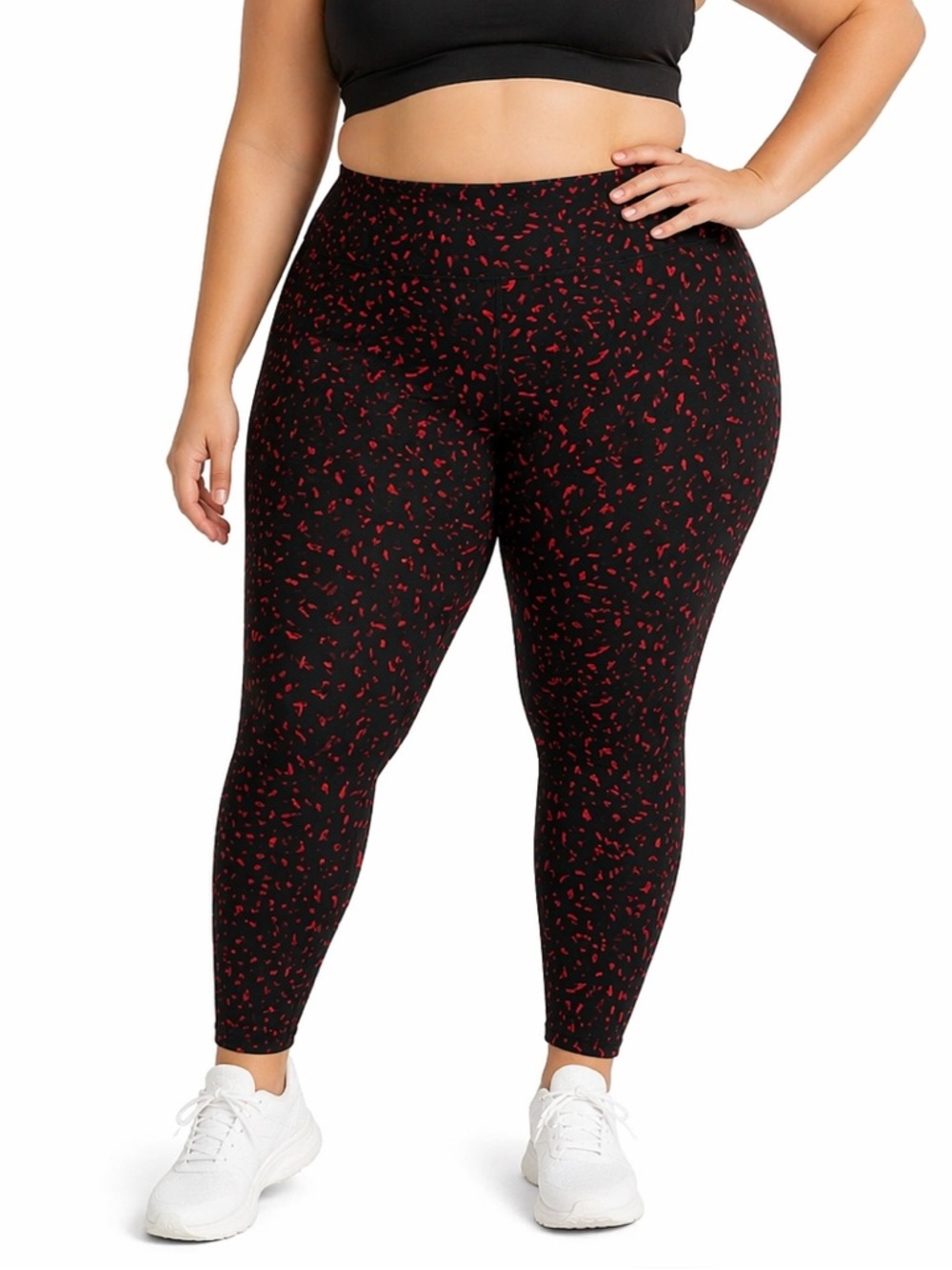 Livi Active Leggings- Black and red specs